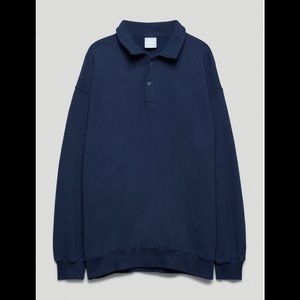 Cozy Fleece Boyfriend Polo Sweatshirt